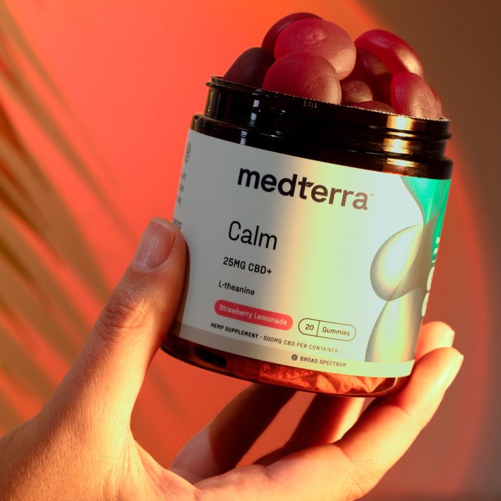 Medterra, Calm 25mg CBD+ Gummies, Strawberry Lemonade, Broad Spectrum THC-Free, 20ct, 500mg CBD - Image 5